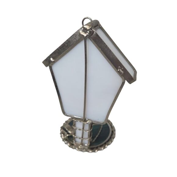 3d Stained Glass Suncatcher Bird House Red Bird Cardinal White - Picture 2 of 9